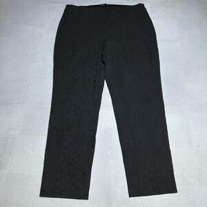 Eileen Fisher Pants Womens Medium Black Jacquard Stencil Textured Cotton Blend‎